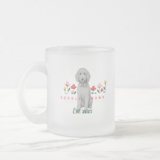 Cristal Esmerilado Taza con garabato de flores personalizable