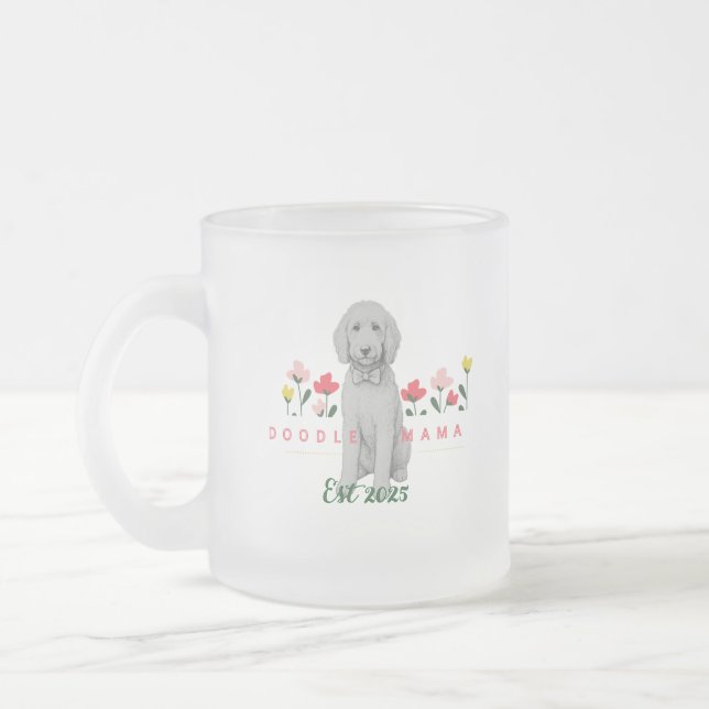 Cristal Esmerilado Taza con garabato de flores personalizable (Izquierda)