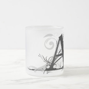 Cristal Esmerilado Taza con monograma de "A" -