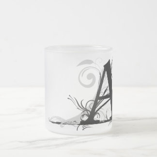 Cristal Esmerilado Taza con monograma de "A" -
