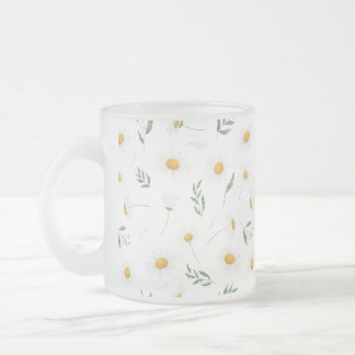 Cristal Esmerilado Taza con patrón de flores de margarita