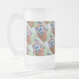 Cristal Esmerilado taza con patrón de perro boxer
