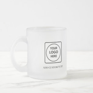 Cristal Esmerilado Taza con plantilla de texto de logotipo escarchado