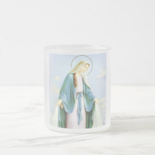 Cristal Esmerilado Taza creciente de la luna del Virgen María