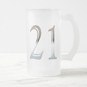 Cristal Esmerilado Taza de 21 vidrios esmerilados para el 21ro regalo