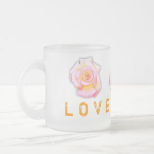 Cristal Esmerilado taza de amor de flores de rosa