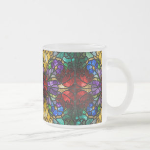 Cristal Esmerilado Taza de arte de vidrio emplomado con tonos de joya