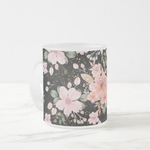 Cristal Esmerilado Taza de brillo de flor amarilla, estética floral b