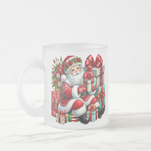 Cristal Esmerilado Taza de café con escarcha de Santa