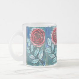 Cristal Esmerilado Taza de café con expresión caprichosa de rosa roja