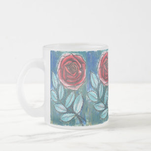 Cristal Esmerilado Taza de café con expresión caprichosa de rosa roja