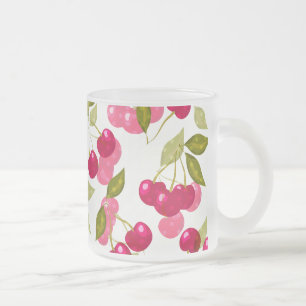 Cristal Esmerilado Taza de café de vidrio glaseado de cereza madura