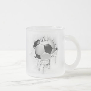 Cristal Esmerilado Taza de café helada fútbol rasgada