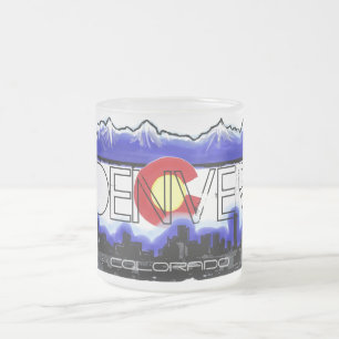 Cristal Esmerilado Taza de café helada horizonte de Denver Colorado