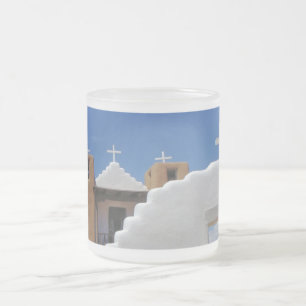 Cristal Esmerilado Taza de café helada iglesia del pueblo de Taos