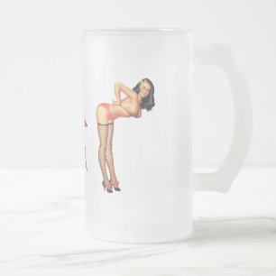 Cristal Esmerilado Taza de café regalo para chicas pin-up