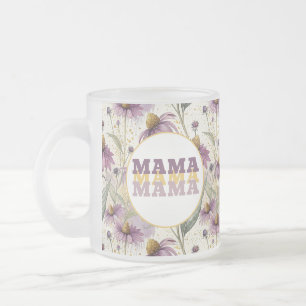 Cristal Esmerilado Taza De Café Watercolor Echinacea Purple & Gold