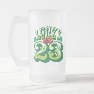Cristal Esmerilado Taza de cerveza afortunada de 23 vidrios