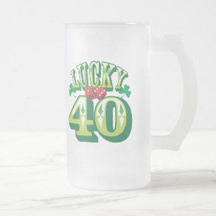 Cristal Esmerilado Taza de cerveza afortunada de 40 vidrios