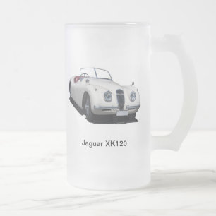 Cristal Esmerilado Taza de cerveza con la imagen de Jaguar XK120