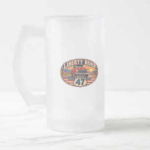 Cristal Esmerilado Taza de cerveza de vidrio helado Liberty Road Rout