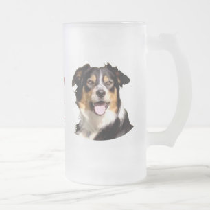 Cristal Esmerilado Taza de cerveza del border collie Galés