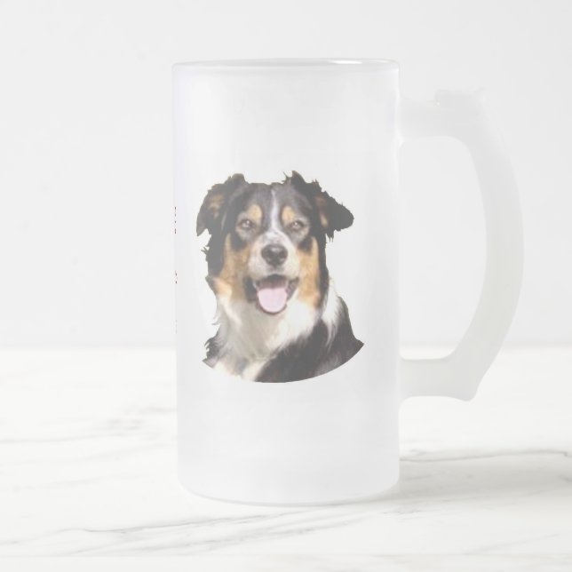 Cristal Esmerilado Taza de cerveza del border collie Galés (Derecha)