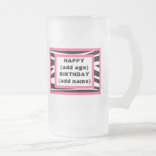 Cristal Esmerilado Taza de cerveza del feliz cumpleaños del estampad