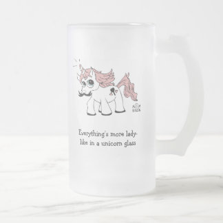 Cristal Esmerilado Taza de cerveza del unicornio