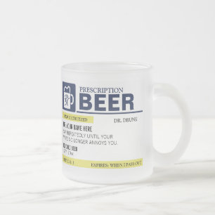 Cristal Esmerilado Taza de cerveza divertida de la prescripción