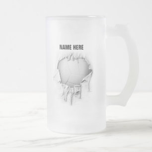 Cristal Esmerilado Taza de cerveza escarchada de voleibol desgastada
