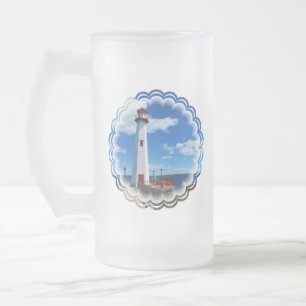 Cristal Esmerilado Taza de cerveza helada arte del faro