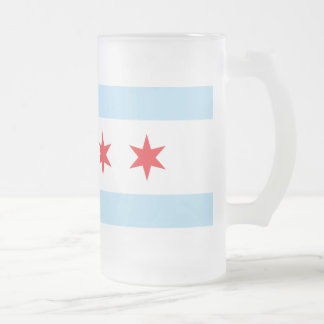 Cristal Esmerilado Taza de cerveza helada bandera de Chicago