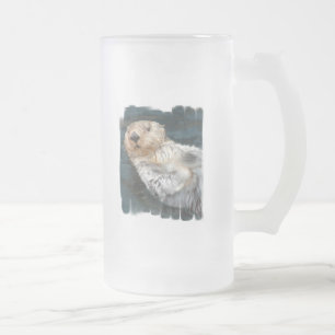 Cristal Esmerilado Taza de cerveza helada de la nutria de mar