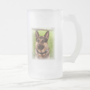 Cristal Esmerilado Taza de cerveza helada del perro de pastor
