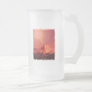 Cristal Esmerilado Taza de cerveza helada dios que practica surf