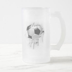 Cristal Esmerilado Taza de cerveza helada fútbol rasgada
