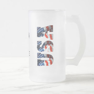 Cristal Esmerilado Taza de cerveza helada patriótica PERSONALIZADA d