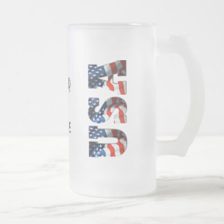Cristal Esmerilado Taza de cerveza helada patriótica PERSONALIZADA de