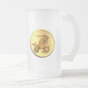 Cristal Esmerilado Taza de cerveza helada zodiaco del Capricornio