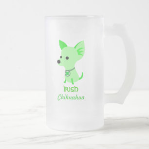 Cristal Esmerilado Taza de cerveza irlandesa de la chihuahua