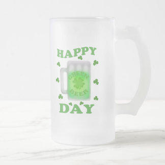 Cristal Esmerilado Taza de cerveza verde irlandesa del día de St