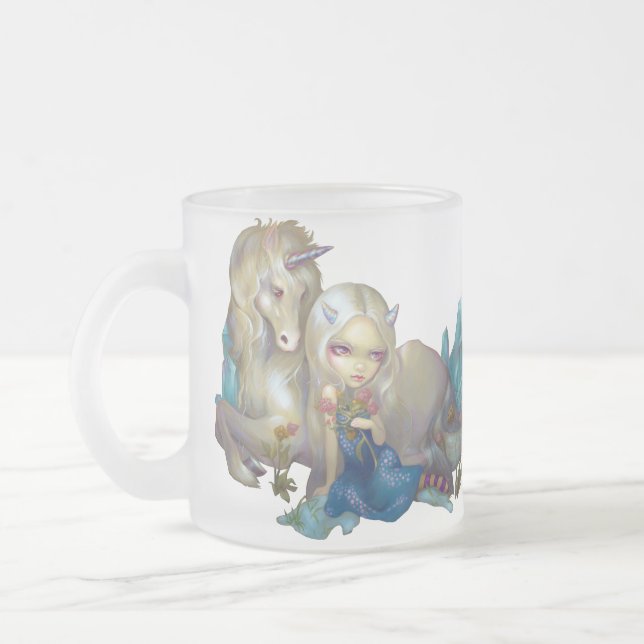 Cristal Esmerilado Taza de "Fiona y del unicornio" (Izquierda)