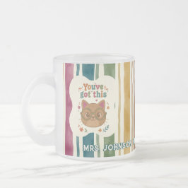 Cristal Esmerilado Taza de gato personalizada para maestro | Nombre y