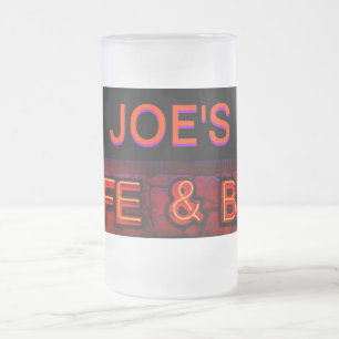 Cristal Esmerilado Taza de Joe's (¿O?) Cafe y Bar