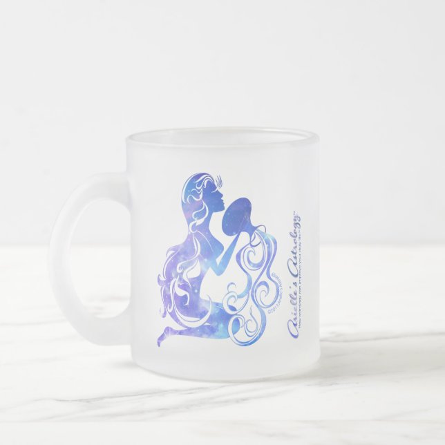 Cristal Esmerilado Taza de la astrología del acuario (Izquierda)