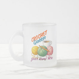 Cristal Esmerilado Taza de la Reina del Ganchillo Personalizada - Nom