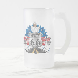 Cristal Esmerilado Taza de la vaquera de la ruta 66