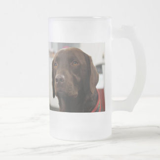 CRISTAL ESMERILADO TAZA DE LABRADOR DEL CHOCOLATE