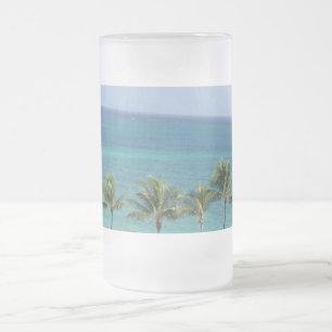 Cristal Esmerilado Taza de las palmeras y del océano
